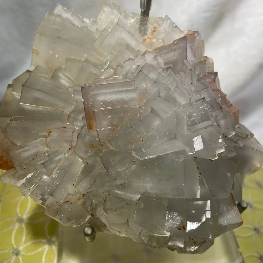 SHADOW WINDOWS Raw crystaL FLUORITE pale green STRONG UV translucent! 6”x6”